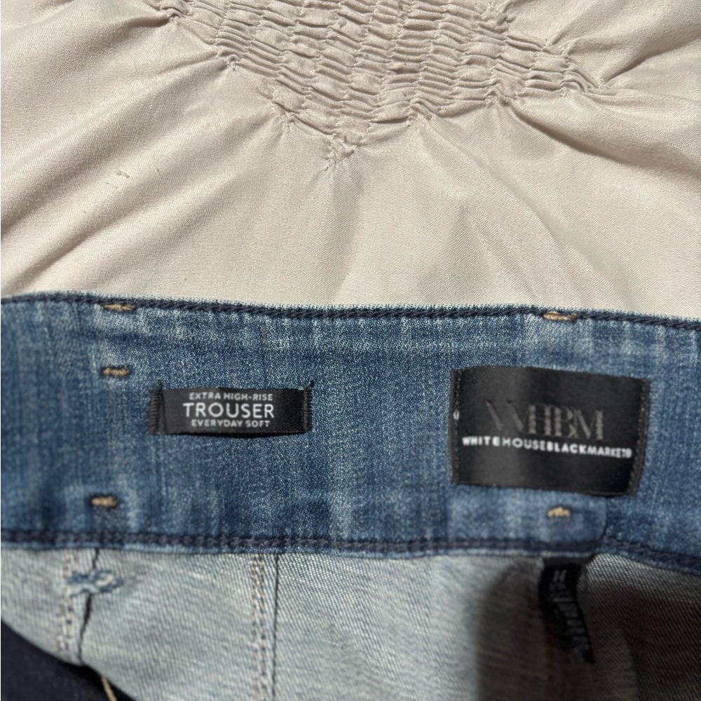 NWT White House Black Market Blue Trouser Jeans with Belt wide leg casual - Picture 4 of 4